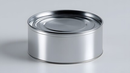 A blank silver metal can isolated on white background