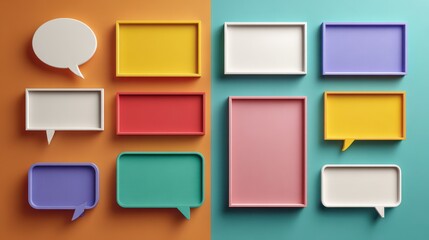 Elegant photo of quote frames blank templates set text in brackets citation empty speech bubbles quote bubbles textbox isolated on color background vector illustration.