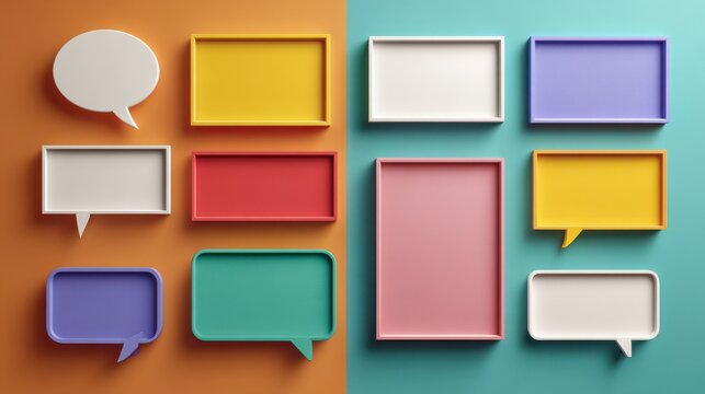 Elegant photo of quote frames blank templates set text in brackets citation empty speech bubbles quote bubbles textbox isolated on color background vector illustration.