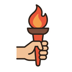 torch in hand flat icon color vector on white background
Vector color flat icon on white background