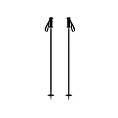 Black ski poles with straps and baskets white