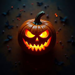 Fototapeta premium Spooky Jack-o'-lantern Illuminates Halloween Night