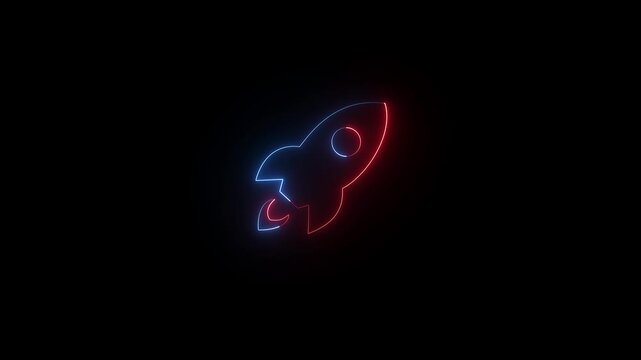 shuttle red and blue rocket animated icon alpha channel motion graphic video design 4k motion