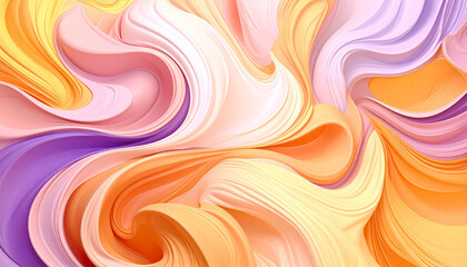 Obraz premium A vibrant and fluid abstract background with flowing swirls of purple, orange, and pink colors.