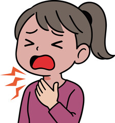 Obraz premium Woman with Severe Sore Throat – Pain Illustration (Vector)