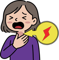 Woman with Sore Throat – Pain Point Marker (Vector)