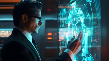 There is a doctor who talks to his patient thanks to a computer