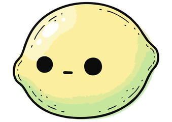 Fototapeta premium Bright lemon slice, cheerful mood, graphic illustration, vibrant blue background