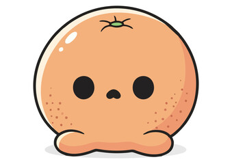 Fototapeta premium Stylized orange fruit with green leaf on a white background, vector illustration 