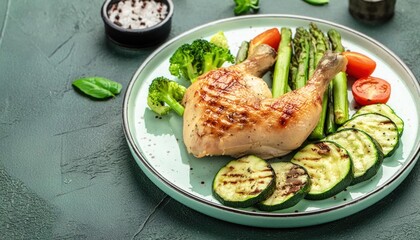 Grilled Chicken with Vegetables Ketogenic Diet, Low Carb High Fat Breakfast