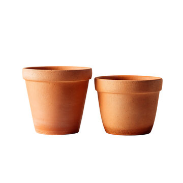 Two rustic terracotta plant pots displayed side by side, perfect for gardening inspiration and natural home decor projects.