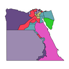 Egypt Map All Regional In Ilustration Vector