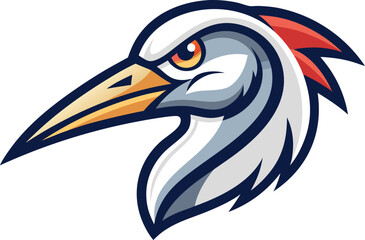 Obraz premium Whooping crane mascot head bold outline vector illustration for sports and teams vector