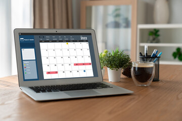 Calendar on computer software application for modish schedule planning for personal organizer and online business