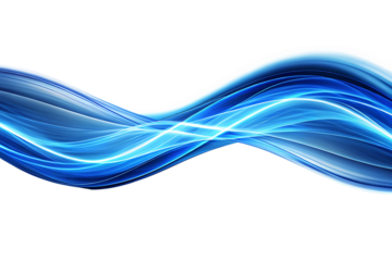 Dynamic Blue Light Waves Abstract Design on flowing isolated on a transparent background