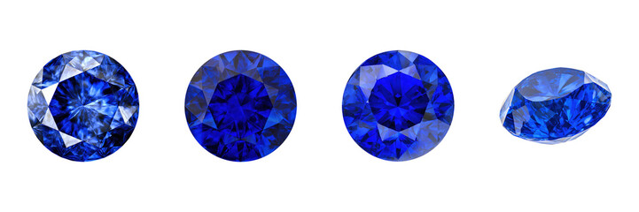 Fototapeta premium Blue Sapphire Gemstones Set. Luxury And Elegance In Jewelry Design Collection Isolated On Transparent Background