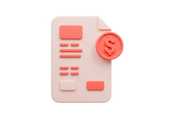 Isolated Stylized Financial Document Icon for Invoicing and Payments