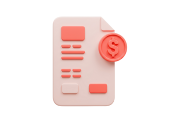 Isolated Stylized Financial Document Icon for Invoicing and Payments