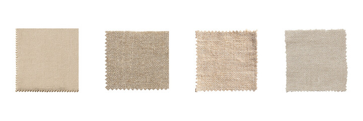 Fabric Swatches In Neutral Tones Set. Textile Design And Interior Decor Collection Isolated On Transparent Background