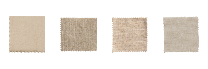 Fabric Swatches In Neutral Tones Set. Textile Design And Interior Decor Collection Isolated On Transparent Background