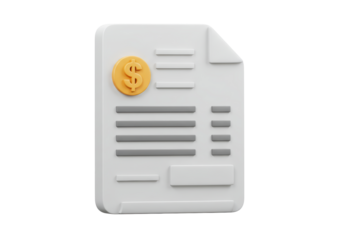 Isolated Financial Document Icon with Dollar Coin for Invoicing and Billing