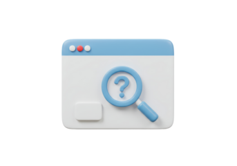 Isolated Web Browser with Magnifying Glass and Question Mark for Online Search