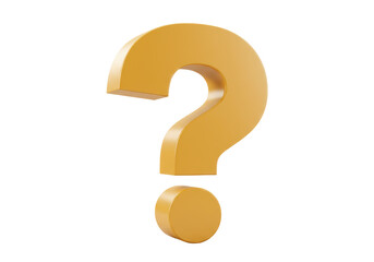 Isolated Yellow 3D Question Mark Symbol for Inquiry and Uncertainty