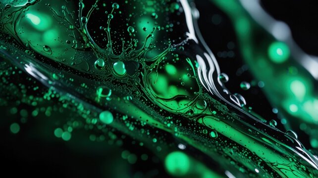 Modern Silicone Gel Background with Green and Black Translucent Effect

