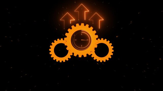 4k Business efficiency concept, how much a company or organization can produce  relates to time, cost and quality. Glowing neon line of operation efficiency icon isolated on transparent background.