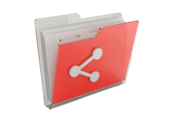 Isolated Red Shared Folder Icon for Document Collaboration and File Sharing