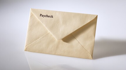 Close Up View Of A Light Beige Envelope Folded On A Reflective White Surface, Highlighting Details And Subtle Lighting, Evoking Nostalgia And