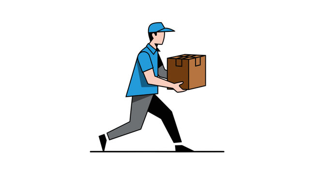 Courier Carrying Package in Urban Environment - Illustration