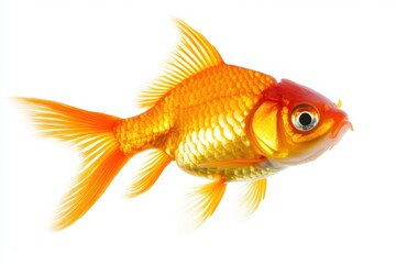 Fototapeta premium Sole Goldfish Profile Against a Crisp White Backdrop