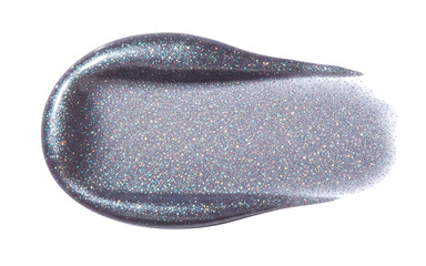 Silver glitter cosmetic swatch or smear