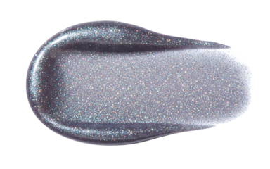 Silver glitter cosmetic swatch or smear