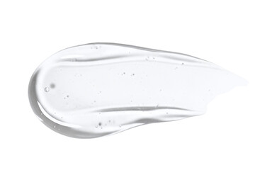 Clear cosmetic gel or serum swatch on transparent background