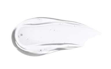 Clear cosmetic gel or serum swatch on transparent background