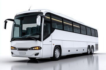Modern white bus parked with elegance in a spacious terminal area on a sunny day inviting travelers for a journey