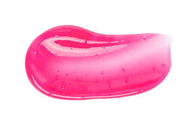 Vibrant pink lip gloss smear