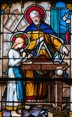 Obraz premium Jesus and St Joseph at work