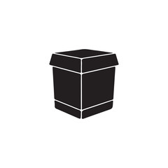 Vector Illustration of a Solid Black Food Delivery Box.A simple, solid black illustration of a square food container or takeout box.