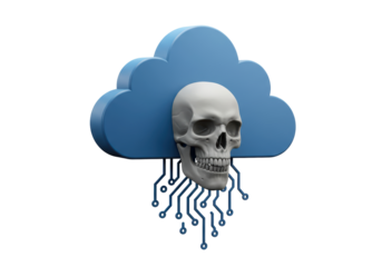 Isolated Cyber Security Threat with Skull Emerging from Cloud