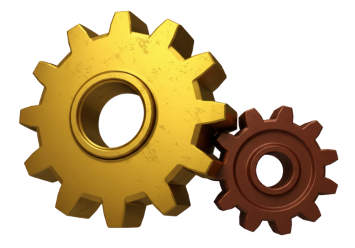 Isolated Interlocking Gears Symbolizing Mechanism and Engineering