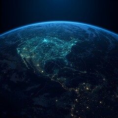 Obraz premium Planet Earth and Moon in Space with Stars and Oceans