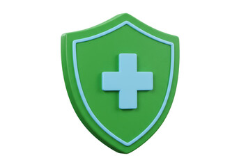 Isolated Medical Shield with Cross Symbolizing Health Protection