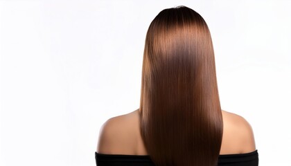 Fototapeta premium Beautiful Model with Shiny, Long, Straight Brown Hair for Keratin Haircare and Styling Products