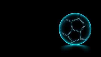 Fototapeta premium Futuristic Neon Glowing Soccer Ball on a Dark Background with Abstract Light Patterns