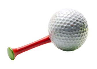 Golf Ball on Red and Green Golf Tee Isolated sport isolated on a transparent background