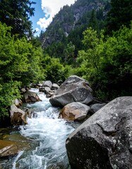 Mountain stream cascading over rocks (1)