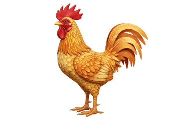 Isolated 3D Illustration of a Golden Rooster